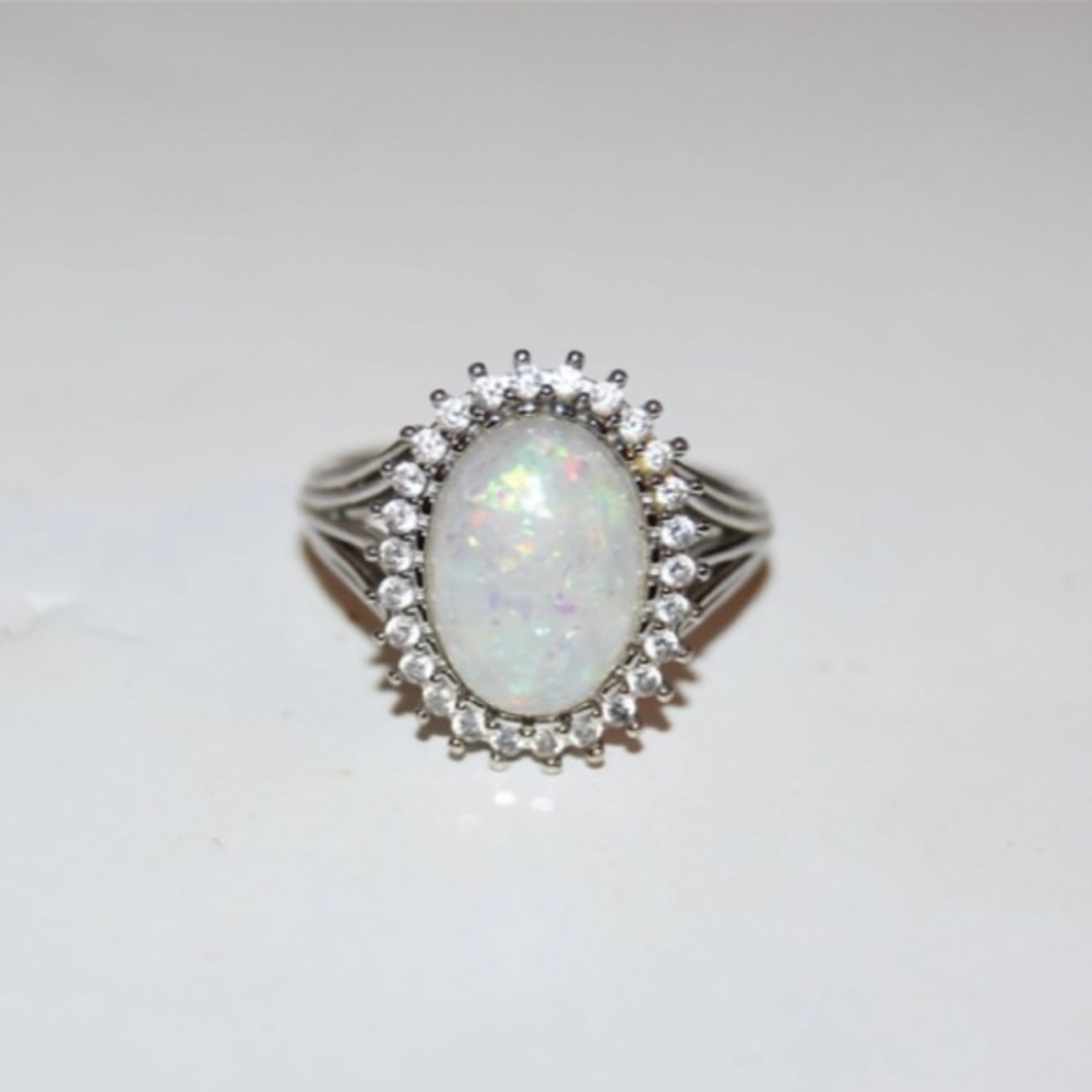 Vintage Sterling Silver 925‎ opal Ring sz 10 - Picture 4 of 5